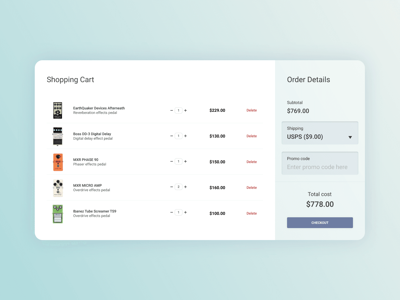 Cart and Checkout Design